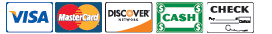We Accept Visa, MasterCard, Discover, Cash, and Checks